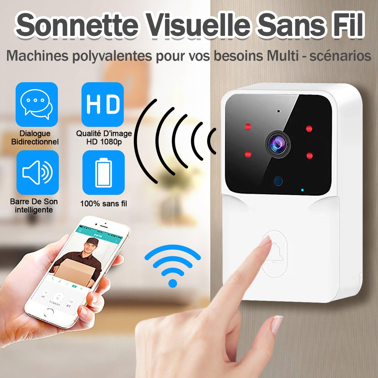 Smart WiFi Camera Doorbell – See and talk to visitors from your phone